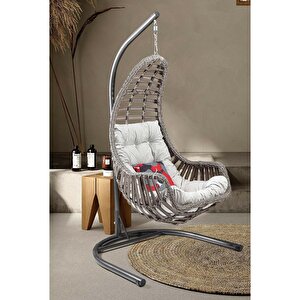 Datça Bahçe Salıncağı | Tek Kişilik | Rattan Salıncak Cappuccino