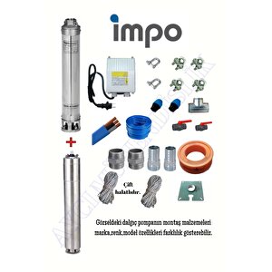 Impo Sk 409/14 3hp Krom Başlıklı  65 Mt Yassı Kablolu Ve Panolu 130 Mt Halatlı Çift Vanalı Akıtma Başlıklı Monofaze Takım Dalgıç P