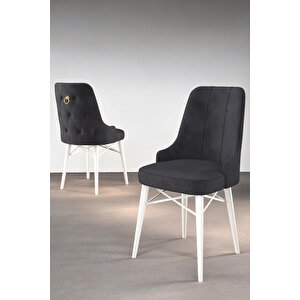 Zümra Serisi, Beyaz 80x132 Açılabilir Mdf Mutfak Masası Takımı 6 Adet Sandalye