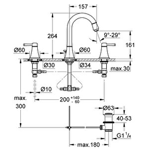 Grohe Grandera 3 Delikli Lavabo Bataryası L-boyut - 20619000