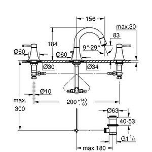 Grohe Grandera 3 Delikli Lavabo Bataryası M-boyut - 20624000