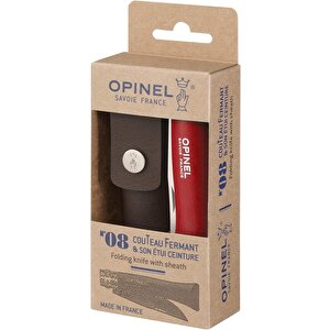 Opinel Inox No:8 Deri Kılıflı Paslanmaz Çakı (kırmızı)