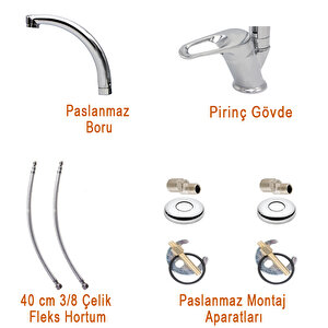 Cms Banyo Batarya Duş Seti Mafsallı Duş Seti 3 Lü Batarya Seti Banyo Lavabo Mutfak Batarya Takımı