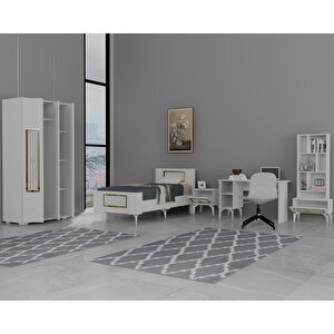 Norra Çocuk Genç Odası Takımı (g-c-l-p-r) Beyaz-Altın Beyaz gold