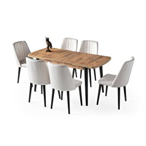 Milano Mdf Açılır Mutfak Masa 6 Lı Sandalyeli Takım 75*130cm Çam