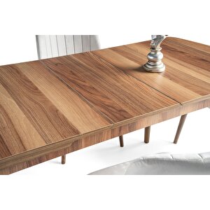 Milano Mdf Açılır Mutfak Masa 6 Lı Sandalyeli Takım 75*130cm Ceviz