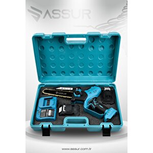 21v Çift Akü Otomatik Yağlamalı El Testeresi Ağaç Odun Dal Kesme Budama Dijital Gösterge