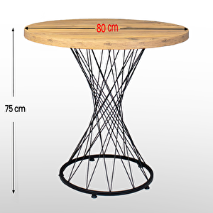 Hayal Yemek Masa Sandalye Takımı 4 Kişilik Telli Sandalye Yuvarlak Hasır Masa 80 Cm