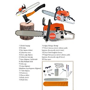 52 Cc Benzinli Ağaç Odun Dal Kesme 45 Cm Testere