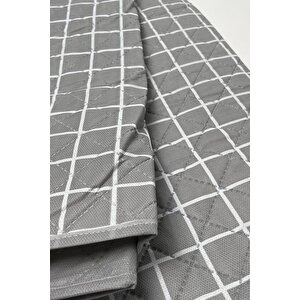 Kendinden Çantalı Kapitone Piknik Örtüsü 150x150 Cm Su Geçirmez Oduncu Desen