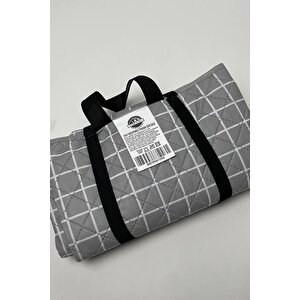Kendinden Çantalı Kapitone Piknik Örtüsü 150x150 Cm Su Geçirmez Oduncu Desen