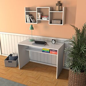 V3040 Freya Raflı Çalışma Masası Beyaz