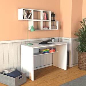 V2040 Fara Raflı Çalışma Masası Beyaz