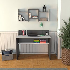 V4030 Frida Raflı Çalışma Masası Antrasit/beyaz