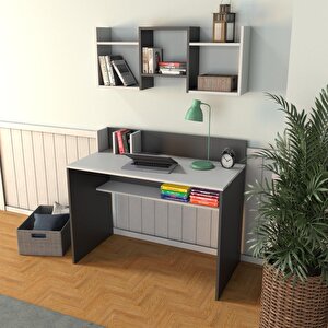 V4030 Frida Raflı Çalışma Masası Antrasit/beyaz