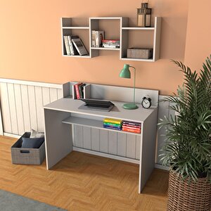 V4040 Frida Raflı Çalışma Masası Beyaz