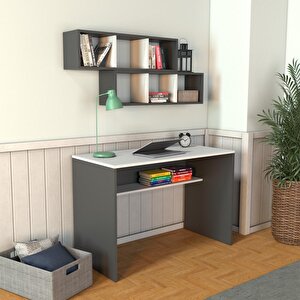 V2030 Fara Raflı Çalışma Masası Antrasit/beyaz