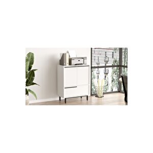 Leena 75 Cm Ofis Dolabı 3 Kapaklı Metal Ayaklı Beyaz La8b-w