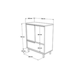 Leena 75 Cm Ofis Dolabı 3 Kapaklı Metal Ayaklı Beyaz La8b-w