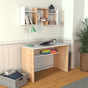 V3020 Freya Raflı Çalışma Masası Ceviz/beyaz