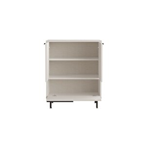 75 Cm Leena Ayakkabılık Çok Amaçlı Dolap 3 Kapaklı Metal Ayaklı Beyaz La8c-w