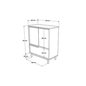 75 Cm Leena Ayakkabılık Çok Amaçlı Dolap 3 Kapaklı Metal Ayaklı Beyaz La8c-w
