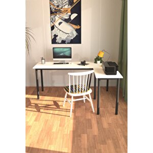 Viva L Çalışma Masası Bilgisayar Masası Ofis Masası 150x55 Beyaz