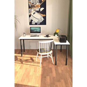 Viva L Çalışma Masası Bilgisayar Masası Ofis Masası 150x55 Beyaz