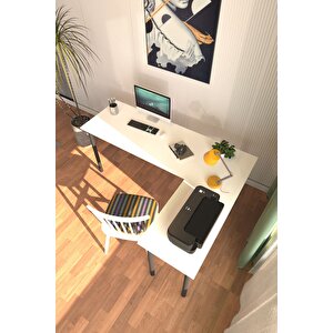Viva L Çalışma Masası Bilgisayar Masası Ofis Masası 150x55 Beyaz
