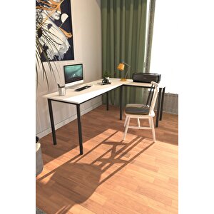 Viva L Çalışma Masası Bilgisayar Masası Ofis Masası 150x55 Beyaz