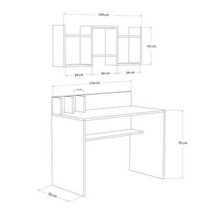 Bimossa V4020 Frida Raflı Çalışma Masası Ceviz/beyaz