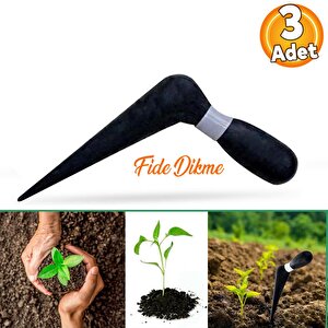 Fide Dikme Aparatı Aleti Fide Dikici Ve Sökücü Siyah Plastik 18 Cm 3 Adet