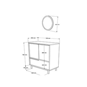 Grove Aynalı 3 Kapaklı Ayakkabılık Metal Ayaklı Sepet Uv Baskı-jüt Gv1-su