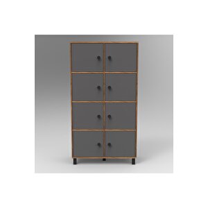 March F Ofis 140 Cm Klasör Dolabı 8 Kapaklı Metal Ayaklı Barok-antrasit Gri
