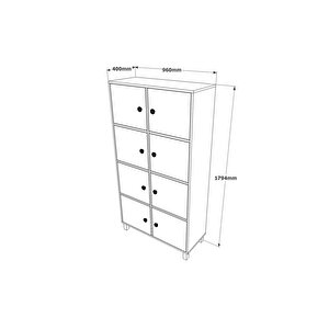 March F Ofis 140 Cm Klasör Dolabı 8 Kapaklı Metal Ayaklı Barok-antrasit Gri