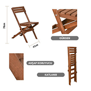 Bysay Ahşap Katlanir Mi̇nderli̇ 3 Lü Bi̇stro Set Mutfak Balkon Bahçe Masa Sandalye Seti̇ Cevi̇z Yeşi̇l