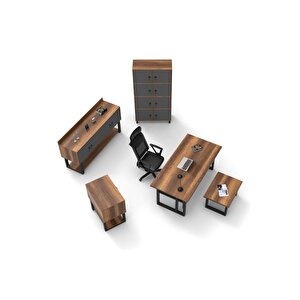 March Abcdf Metal Ofis Büro 5'li Masa Takımı Barok-antrasit