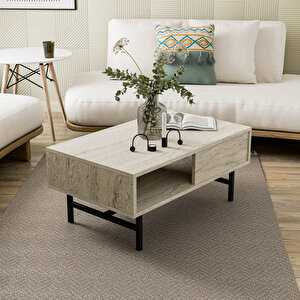 4230 Diamond Metal Ayakli Orta Sehpa 90 Cm Traverten