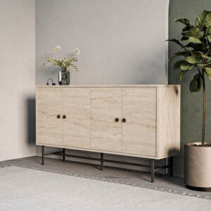 4640 Diamond Metal Ayakli Konsol 145 Cm Traverten