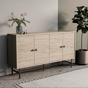 4640 Diamond Metal Ayakli Konsol 145 Cm Traverten