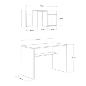 Bimossa V3030 Freya Raflı Çalışma Masası Antrasit/beyaz