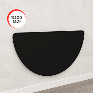 60x90 Cm Mdf Oval Tasarım Mat Siyahduvara Monte Kırma Katlanır Masa