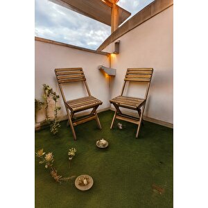 Ahşap Balkon Bahçe Mutfak 3'lü Bistro Set 2 Sandalye 1 Masa Takım 50x50cm Ykm Mob246