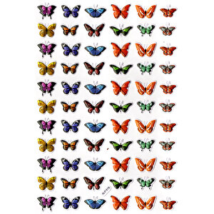Sticker Kabartmalı A4 Boyutunda Stiker Defter, Planlayıcı Etiket-(lim519) - Renkli Minik Kelebekler