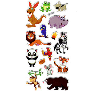 Sticker Kabartmalı Stiker Defter Planlayıcı Etiket (lri003)-17x9 Cm- Sevimli Hayvanlar