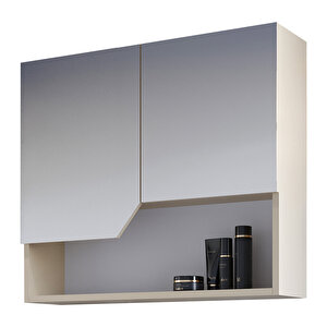 Teta Home Napoli 80cm Mdf Banyo Üst Aynalı Dolap Krem