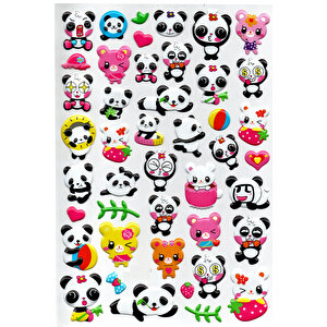 Sticker Kabartmalı A4 Boyutunda Stiker Defter, Planlayıcı Etiket, -(lim211) - Sevimli Emoji Panda
