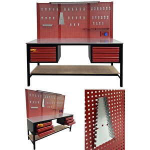 Profesyonel 6 Çekmeceli 2 Metre Takım Tezgahı - Güçlü Yapı Ve Kullanışlı Depolama Atölye Takım Dolab