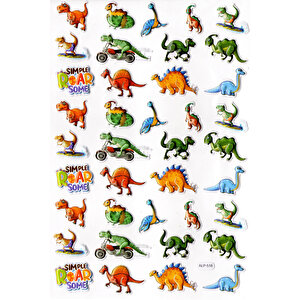 Sticker Kabartmalı A4 Boyutunda Stiker Defter, Planlayıcı Etiket-(lim518) - Çılgın Motorcu Dinazorlar