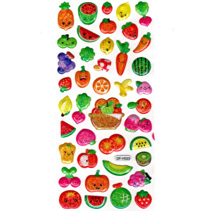 Işıltılı Sticker Kabartmalı Stiker Defter Planlayıcı Etiket (dfh023)-18x9cm - Sebze Meyve